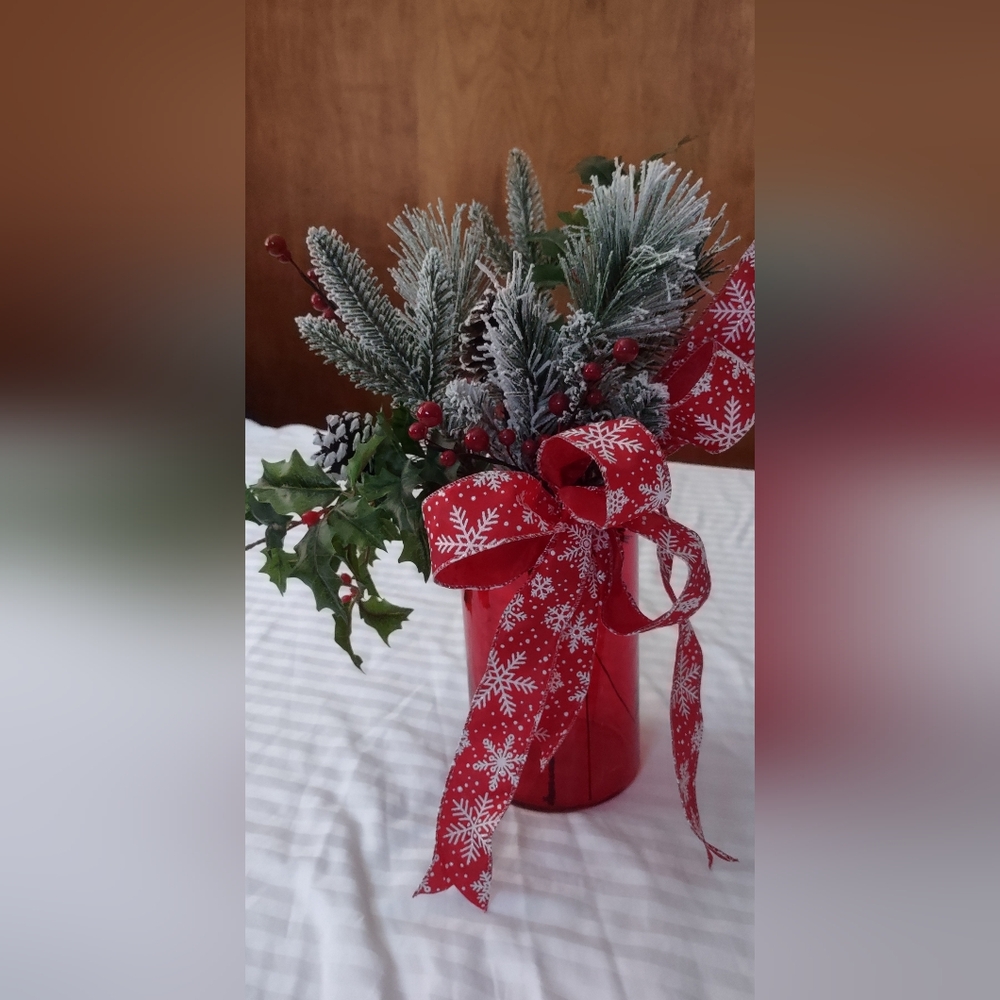Christmas arrangement faux greenery